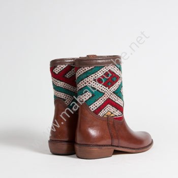 Bottines Kilim cuir mababouche authentiques et éthiques (Réf. CB1-37)