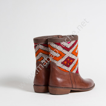 Bottines Kilim cuir mababouche authentiques et éthiques (Réf. CB2-38)