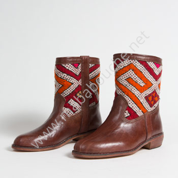 Bottines Kilim cuir mababouche authentiques et éthiques (Réf. CB3-39)