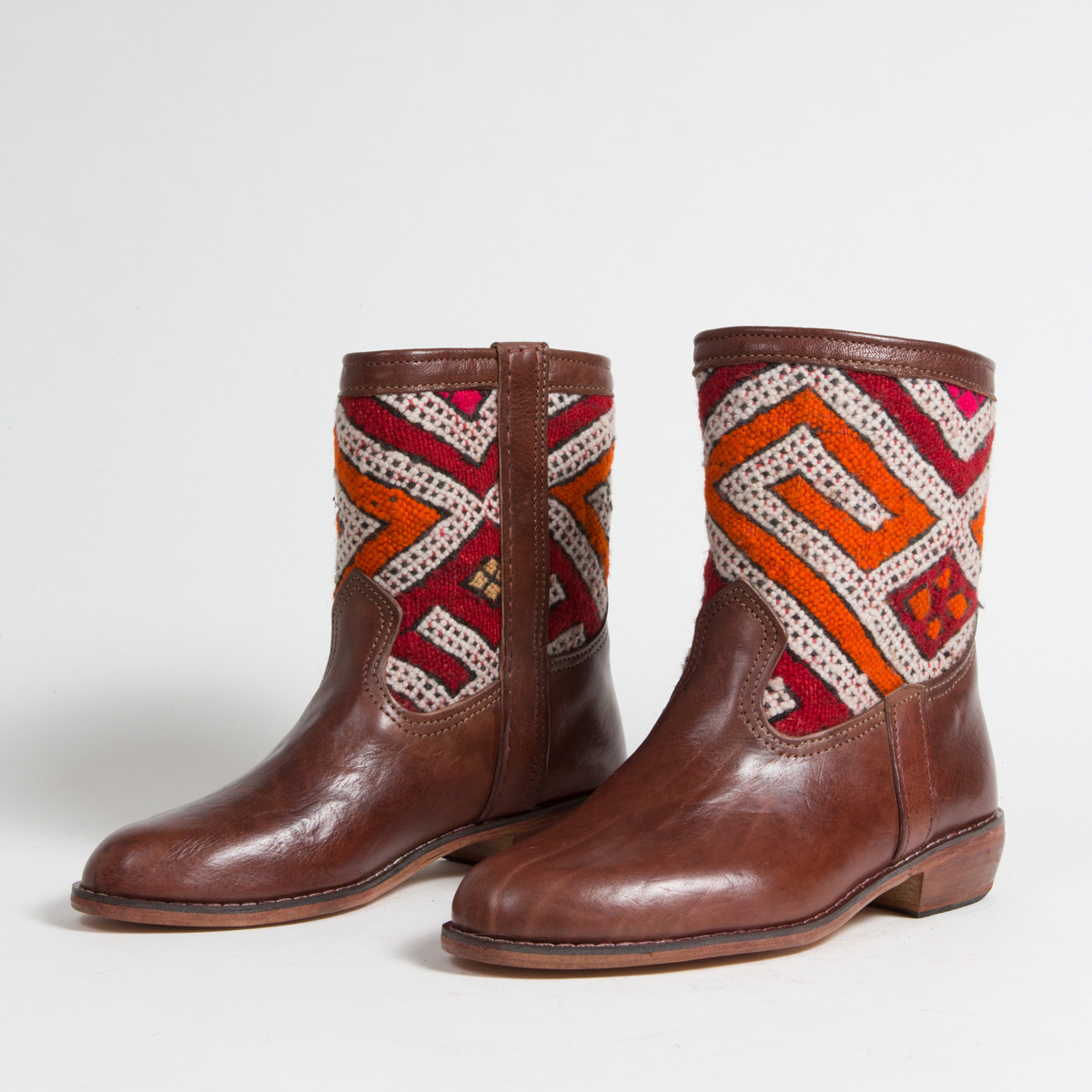 Bottines Kilim cuir mababouche artisanales (Réf. CB3-39)