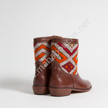 Bottines Kilim cuir mababouche authentiques et éthiques (Réf. CB3-39)