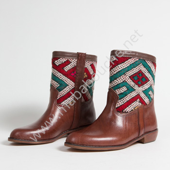 Bottines Kilim cuir mababouche authentiques et éthiques (Réf. CB4-40)