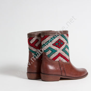 Bottines Kilim cuir mababouche authentiques et éthiques (Réf. CB4-40)