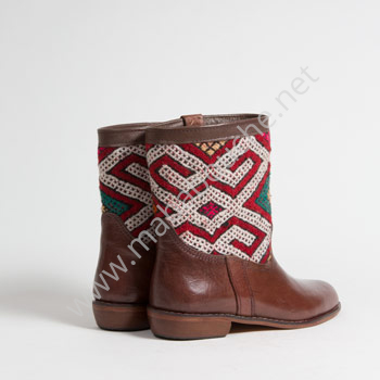 Bottines Kilim cuir mababouche authentiques et éthiques (Réf. CB5-40)