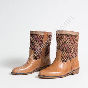 Bottines Kilim cuir mababouche authentiques et éthiques (Réf. GC1-37)