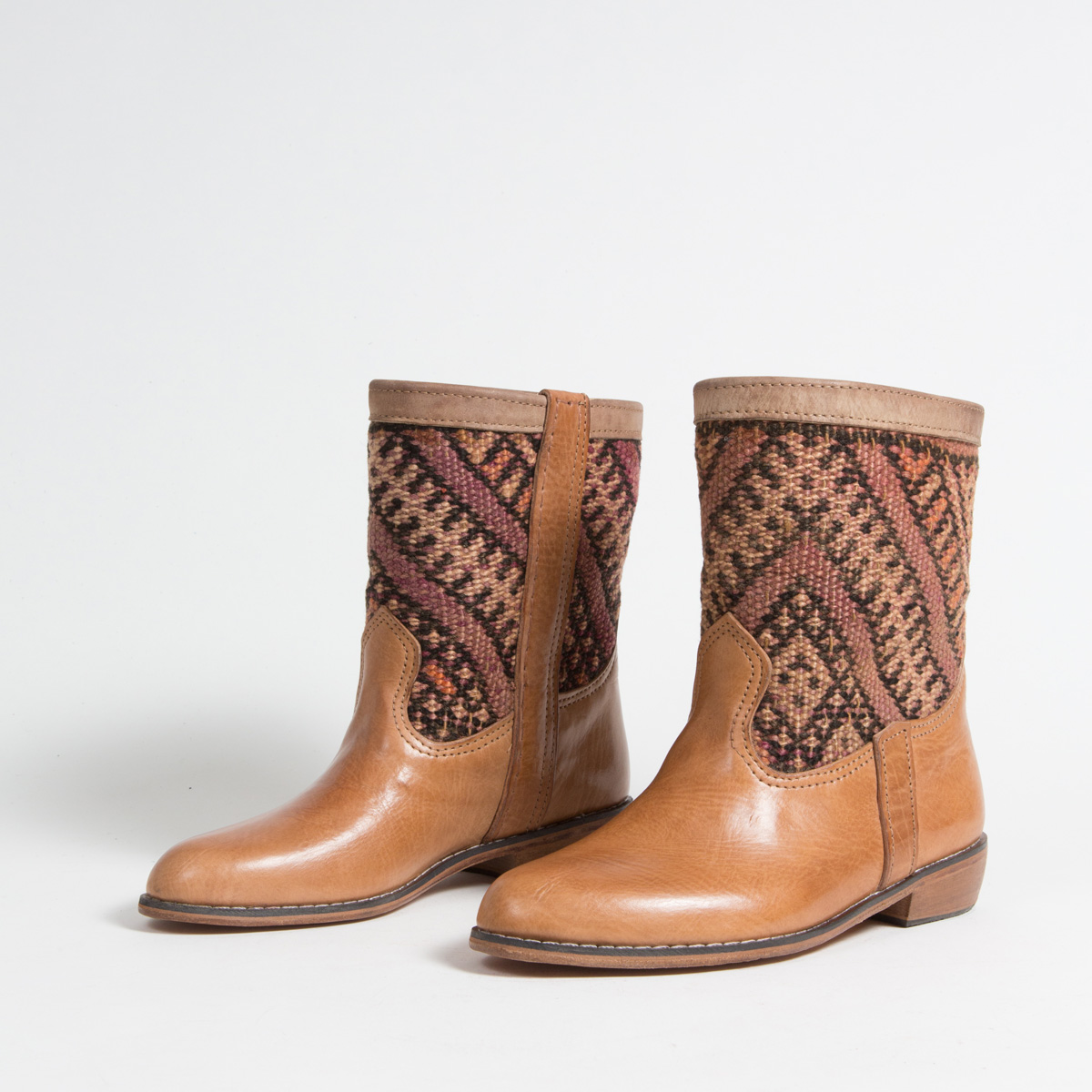 Bottines Kilim cuir mababouche artisanales (Réf. GC1-37)