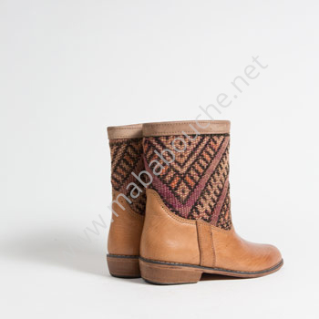 Bottines Kilim cuir mababouche authentiques et éthiques (Réf. GC1-37)