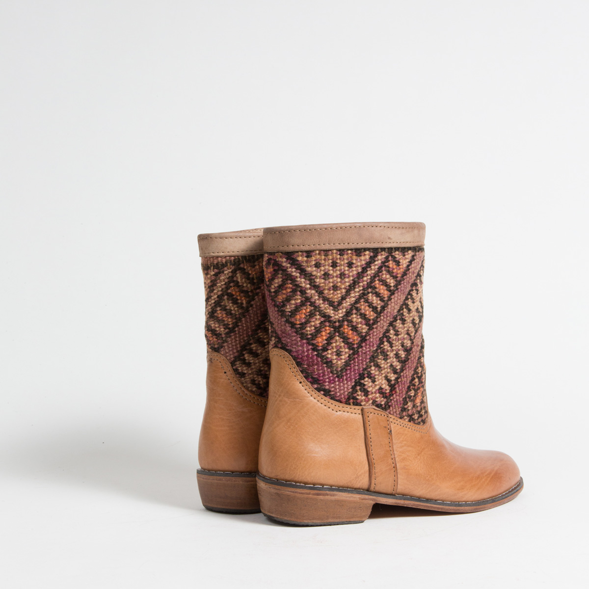 Bottines Kilim cuir mababouche artisanales (Réf. GC1-37)