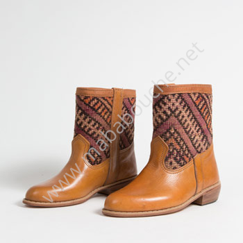 Bottines Kilim cuir mababouche authentiques et éthiques (Réf. GC2-38)