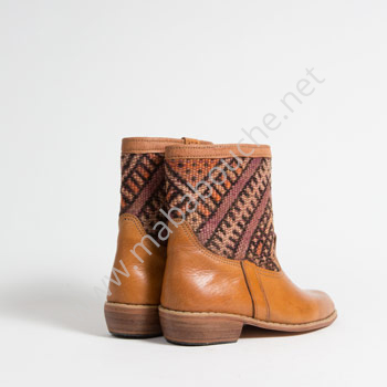 Bottines Kilim cuir mababouche authentiques et éthiques (Réf. GC2-38)