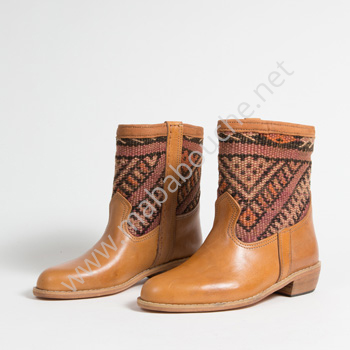 Bottines Kilim cuir mababouche authentiques et éthiques (Réf. GC3-39)