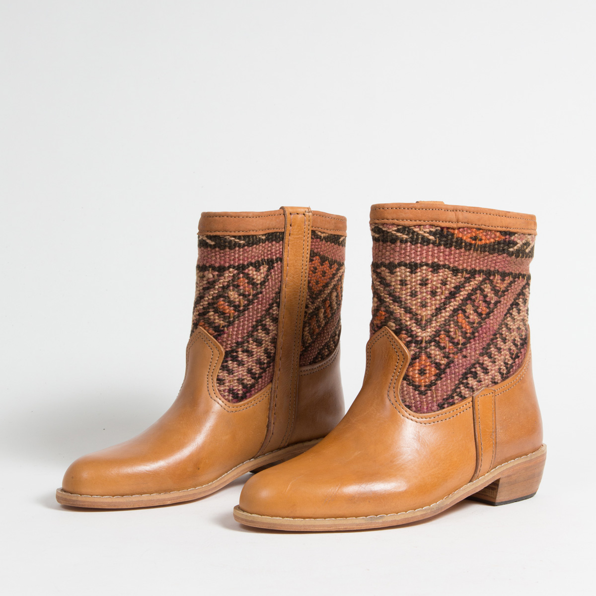 Bottines Kilim cuir mababouche artisanales (Réf. GC3-39)