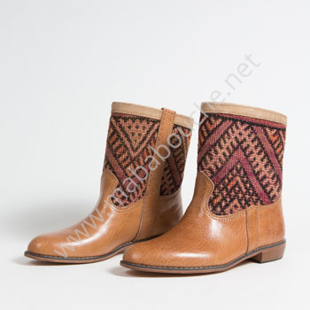 Bottines Kilim cuir mababouche authentiques et éthiques (Réf. GC4-40)