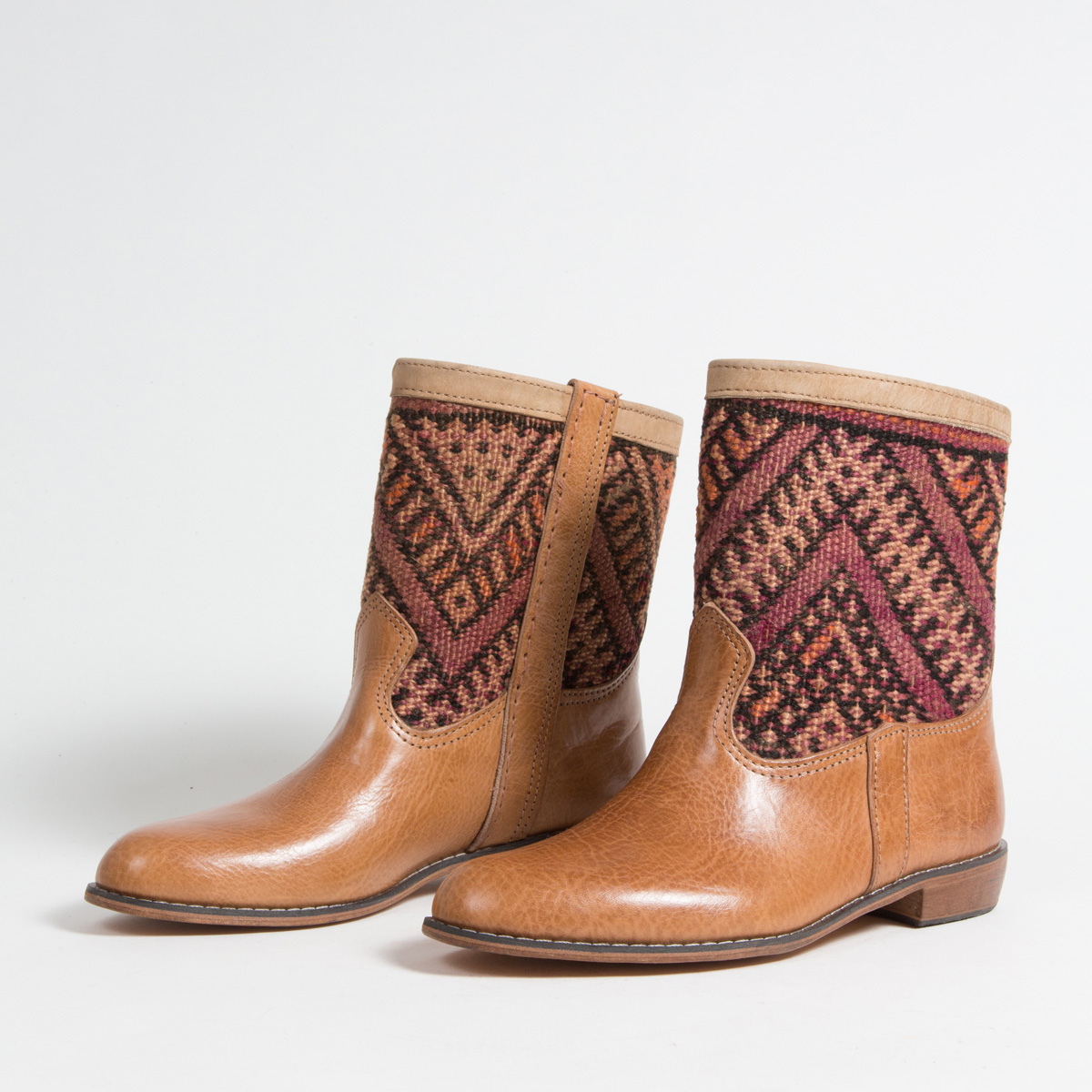 Bottines Kilim cuir mababouche artisanales (Réf. GC4-40)