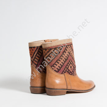 Bottines Kilim cuir mababouche authentiques et éthiques (Réf. GC4-40)