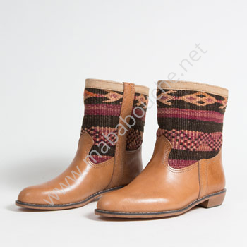 Bottines Kilim cuir mababouche authentiques et éthiques (Réf. GC5-41)