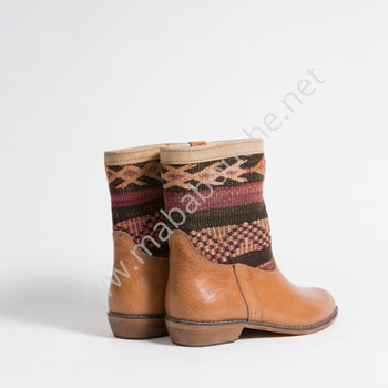 Bottines Kilim cuir mababouche authentiques et éthiques (Réf. GC5-41)