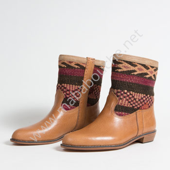 Bottines Kilim cuir mababouche authentiques et éthiques (Réf. GC6-42)