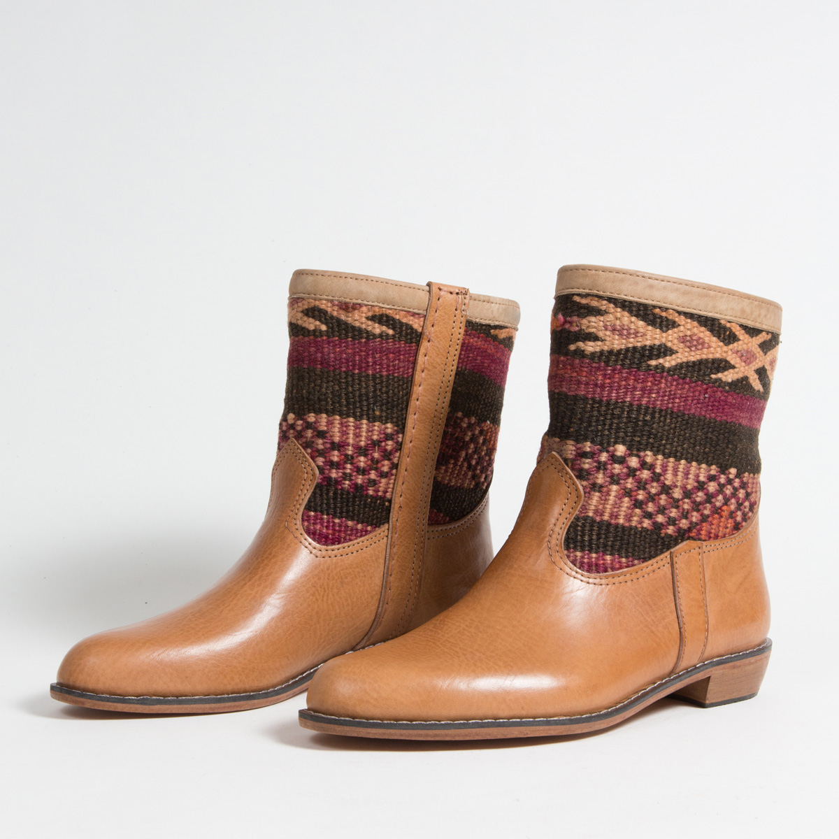 Bottines Kilim cuir mababouche artisanales (Réf. GC6-42)