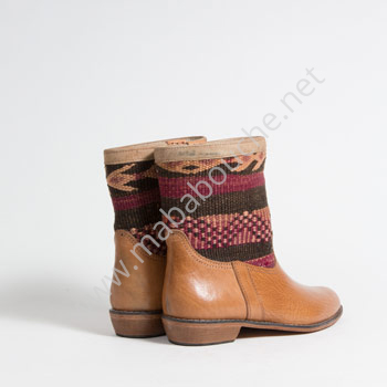 Bottines Kilim cuir mababouche authentiques et éthiques (Réf. GC6-42)