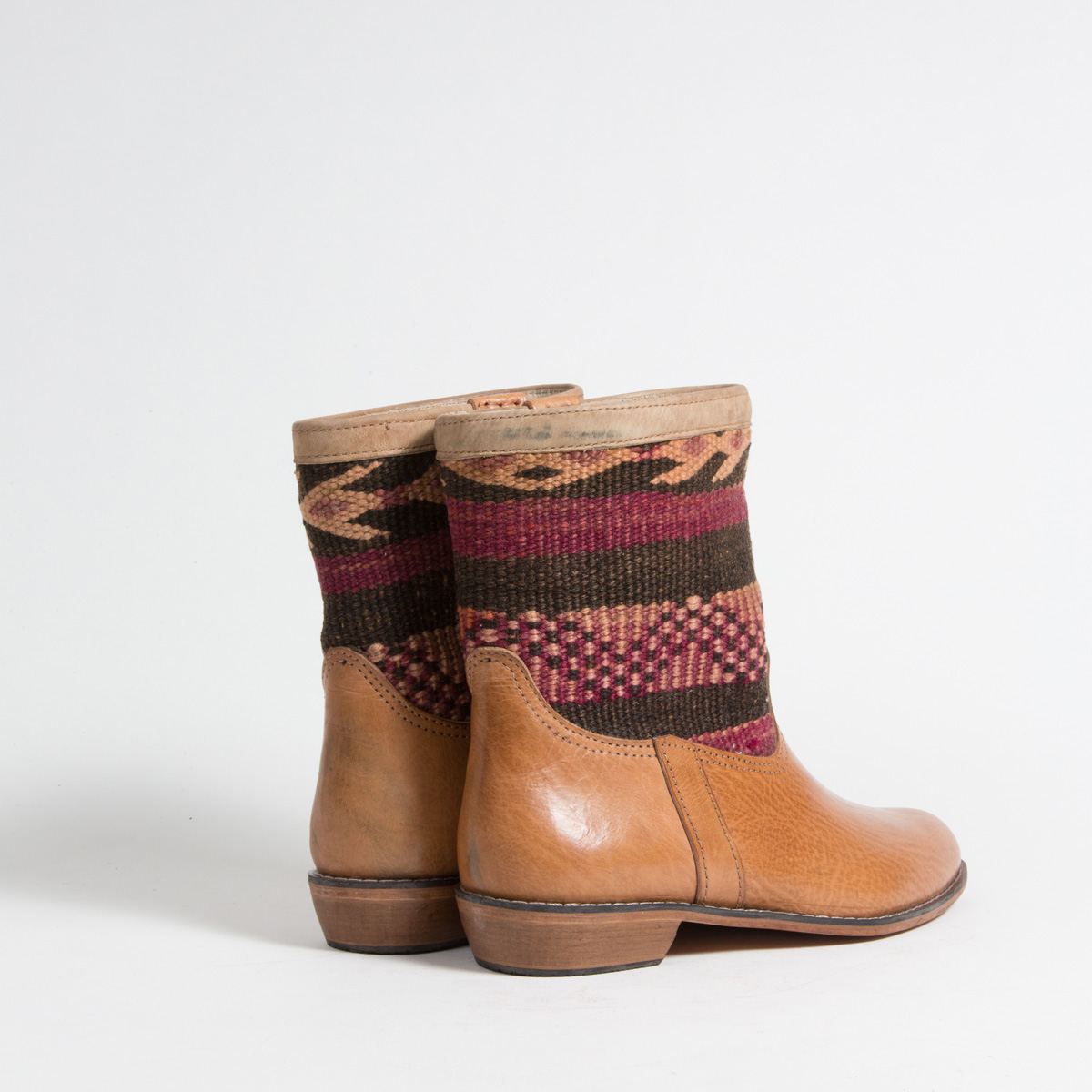 Bottines Kilim cuir mababouche artisanales (Réf. GC6-42)