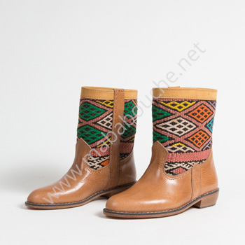 Bottines Kilim cuir mababouche authentiques et éthiques (Réf. LOC1-36)