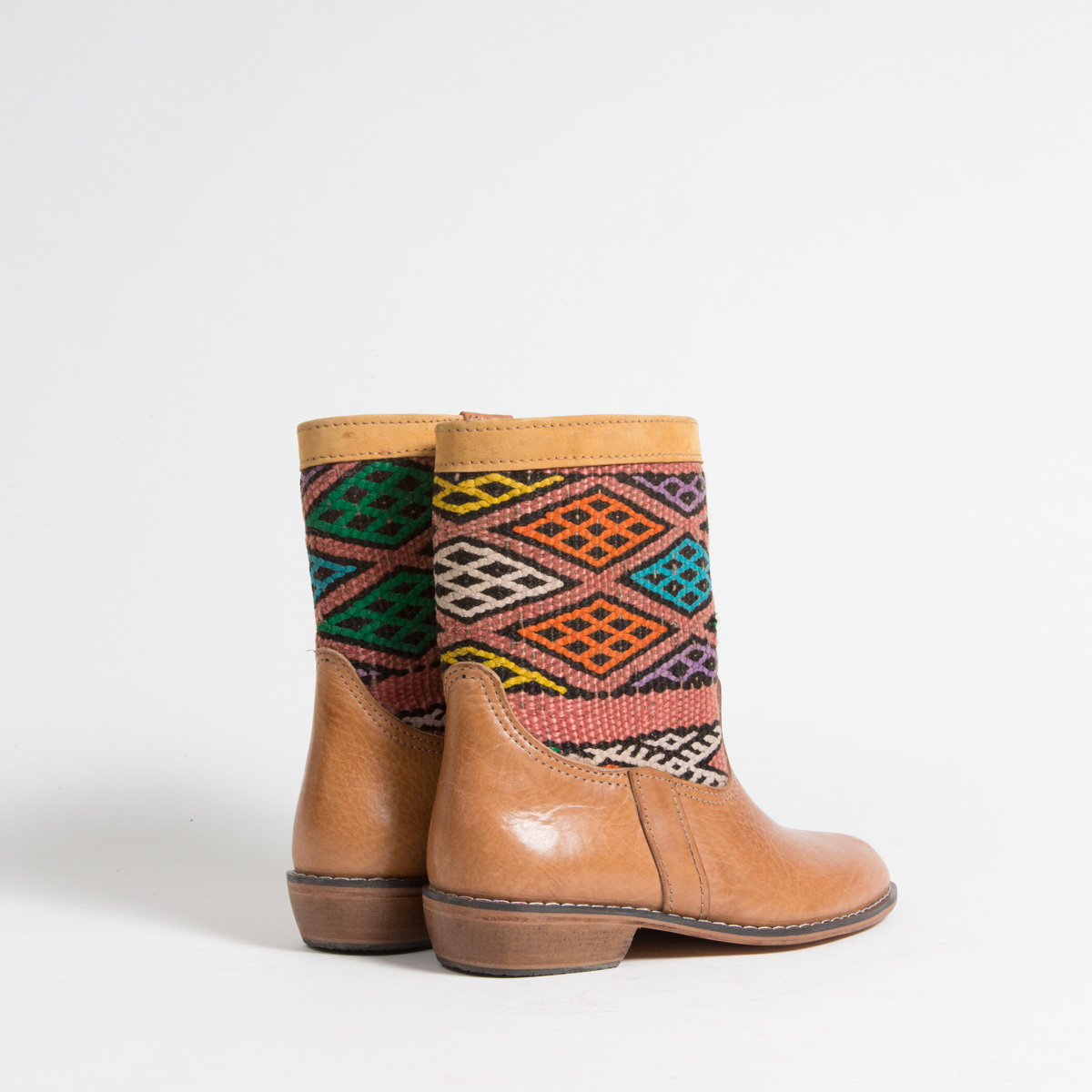 Bottines Kilim cuir mababouche artisanales (Réf. LOC1-36)