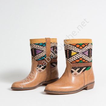 Bottines Kilim cuir mababouche authentiques et éthiques (Réf. LOC2-37)