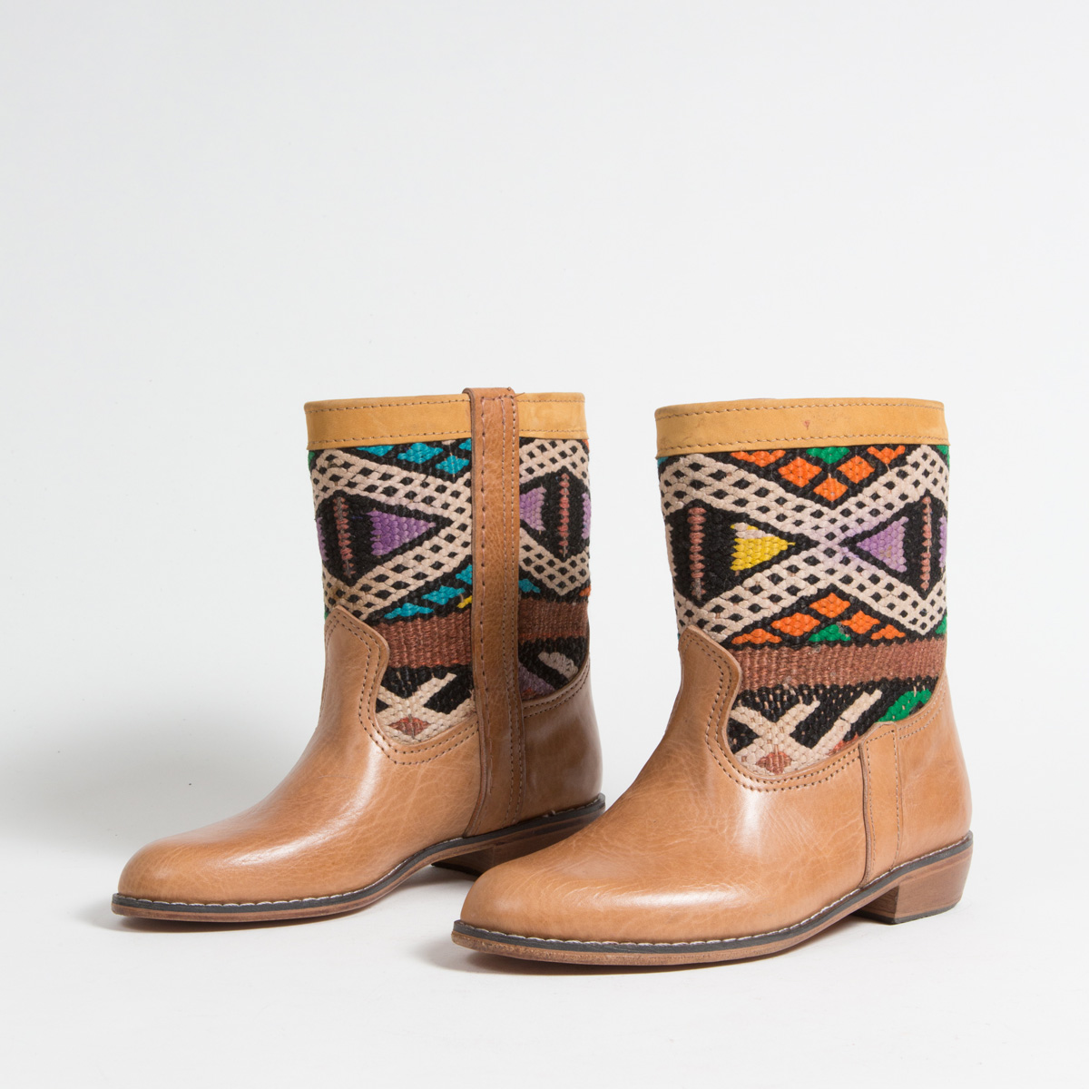 Bottines Kilim cuir mababouche artisanales (Réf. LOC2-37)