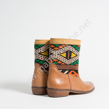 Bottines Kilim cuir mababouche authentiques et éthiques (Réf. LOC2-37)