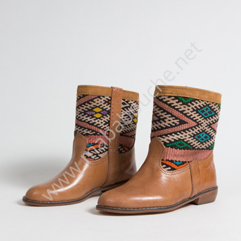 Bottines Kilim cuir mababouche authentiques et éthiques (Réf. LOC3-38)