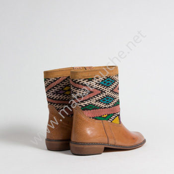 Bottines Kilim cuir mababouche authentiques et éthiques (Réf. LOC3-38)