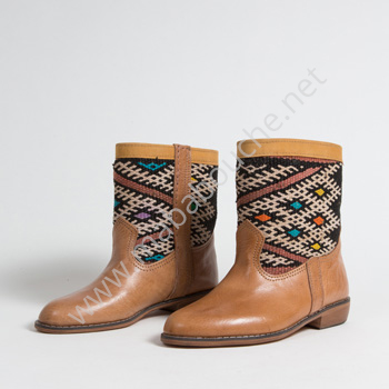 Bottines Kilim cuir mababouche authentiques et éthiques (Réf. LOC4-38)