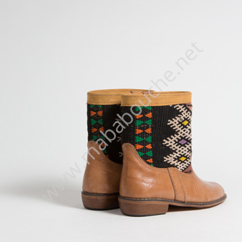 Bottines Kilim cuir mababouche authentiques et éthiques (Réf. LOC4-38)