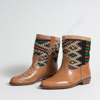 Bottines Kilim cuir mababouche authentiques et éthiques (Réf. LOC5-39)