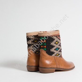 Bottines Kilim cuir mababouche authentiques et éthiques (Réf. LOC5-39)