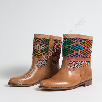 Bottines Kilim cuir mababouche authentiques et éthiques (Réf. LOC6-40)