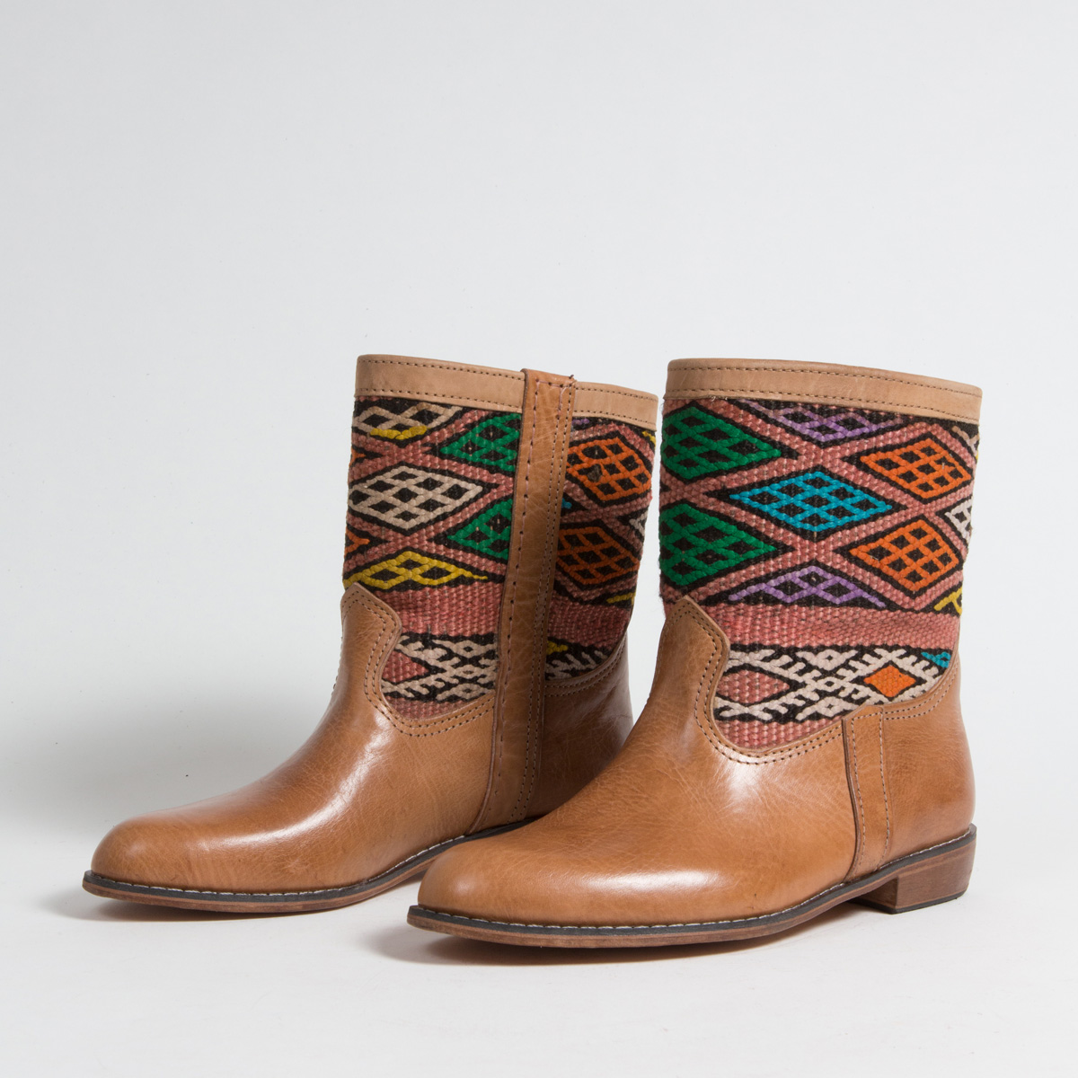 Bottines Kilim cuir mababouche artisanales (Réf. LOC6-40)