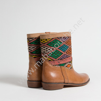 Bottines Kilim cuir mababouche authentiques et éthiques (Réf. LOC6-40)