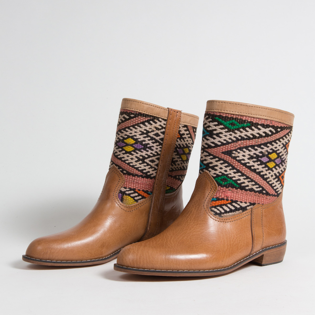 Bottines Kilim cuir mababouche artisanales (Réf. LOC7-41)