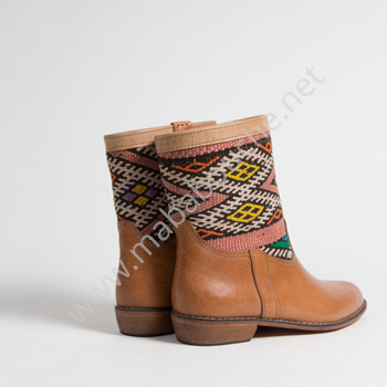 Bottines Kilim cuir mababouche authentiques et éthiques (Réf. LOC7-41)