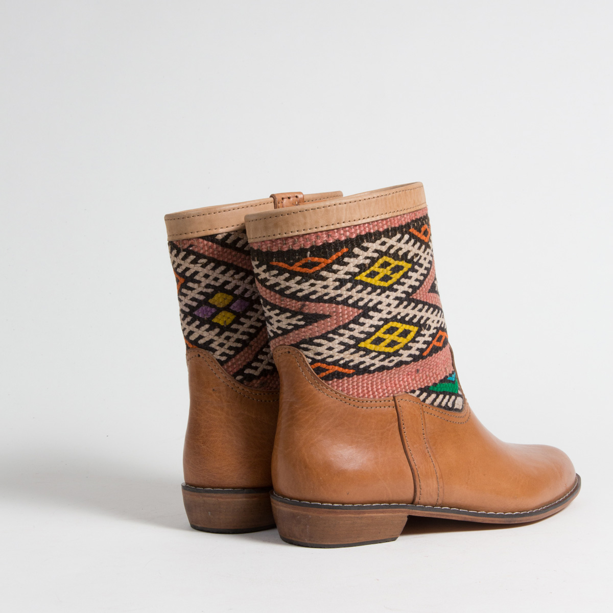 Bottines Kilim cuir mababouche artisanales (Réf. LOC7-41)