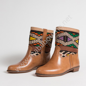 Bottines Kilim cuir mababouche authentiques et éthiques (Réf. LOC8-42)