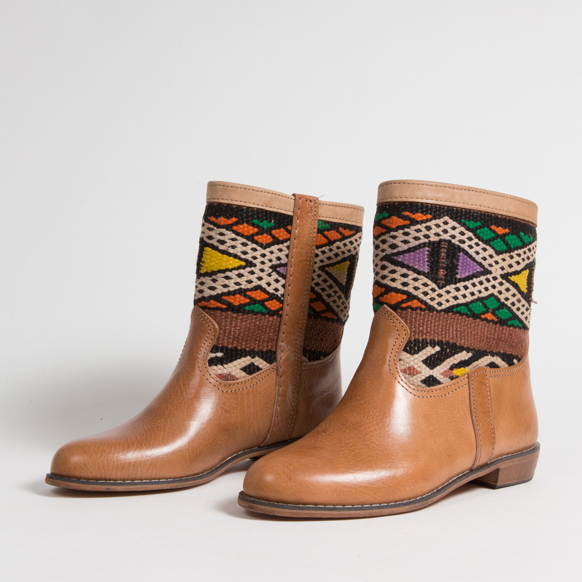 Bottines Kilim cuir mababouche artisanales (Réf. LOC8-42)