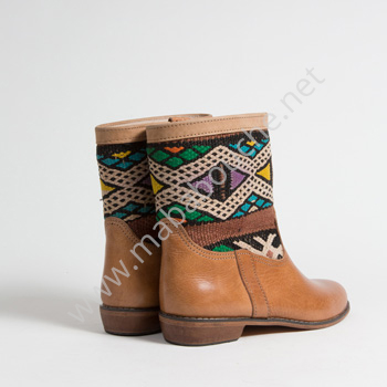 Bottines Kilim cuir mababouche authentiques et éthiques (Réf. LOC8-42)