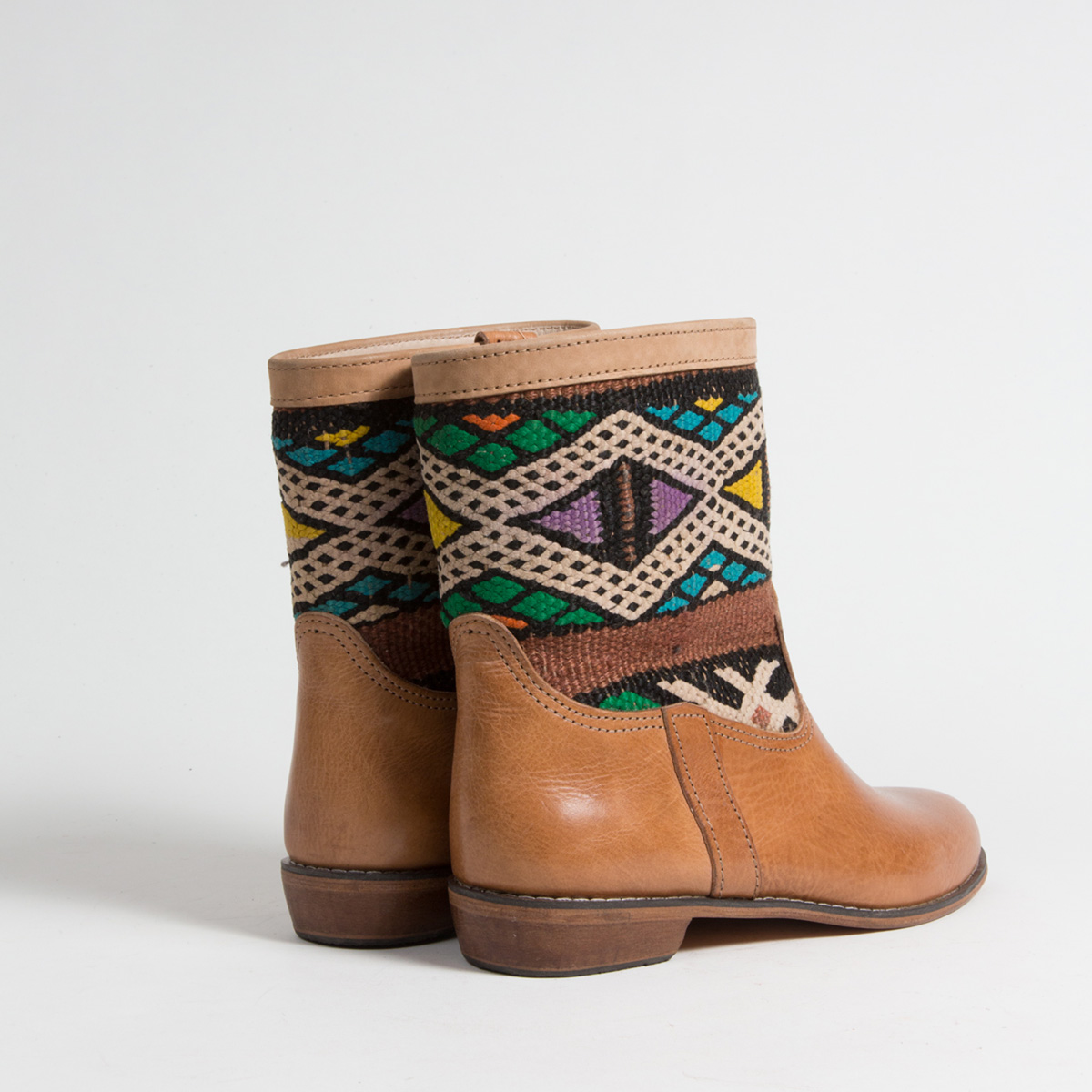 Bottines Kilim cuir mababouche artisanales (Réf. LOC8-42)