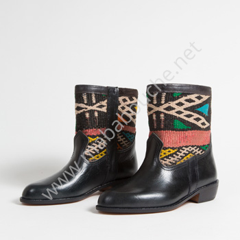 Bottines Kilim cuir mababouche authentiques et éthiques (Réf. LOCN1-39)