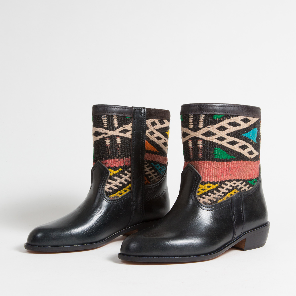 Bottines Kilim cuir mababouche artisanales (Réf. LOCN1-39)