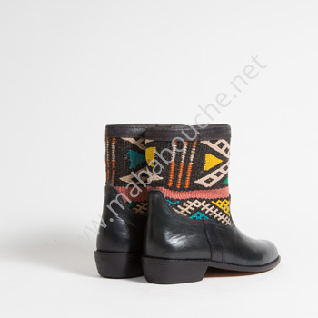 Bottines Kilim cuir mababouche authentiques et éthiques (Réf. LOCN1-39)