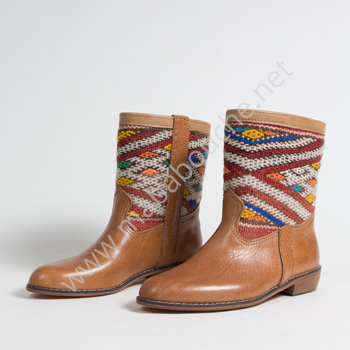 Bottines Kilim cuir mababouche authentiques et éthiques (Réf. MCC1-40)